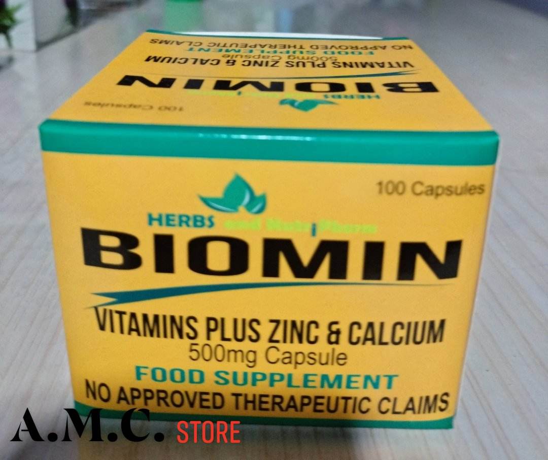 BIOMIN VITAMINS PLUS ZINC & CALCIUM 500mg Capsules Herbs & NutriPharm