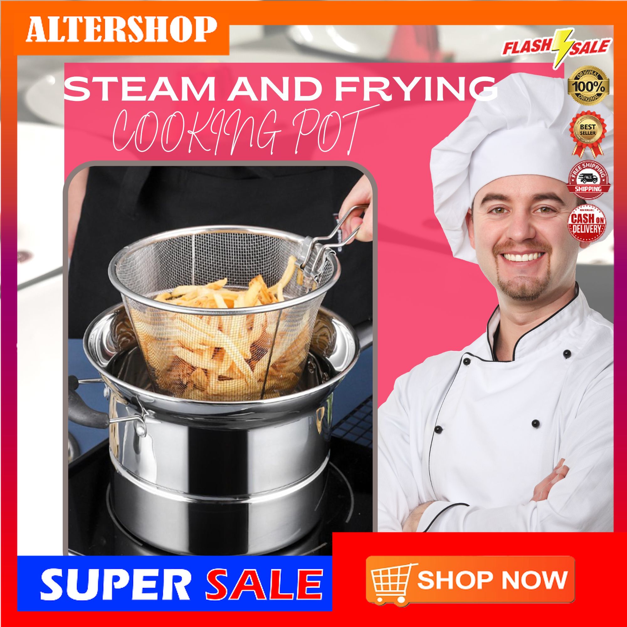 ORIGINAL QUALITY AND BEST SELLING!! STEAM AND FRYING COOKING POT