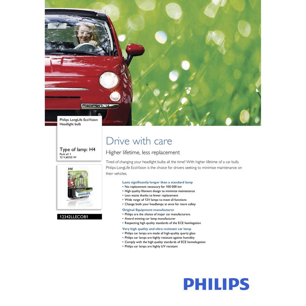 Philips LongLife Eco Vision H1 H4 H7 H11 9003 12V LLECOB1 Car