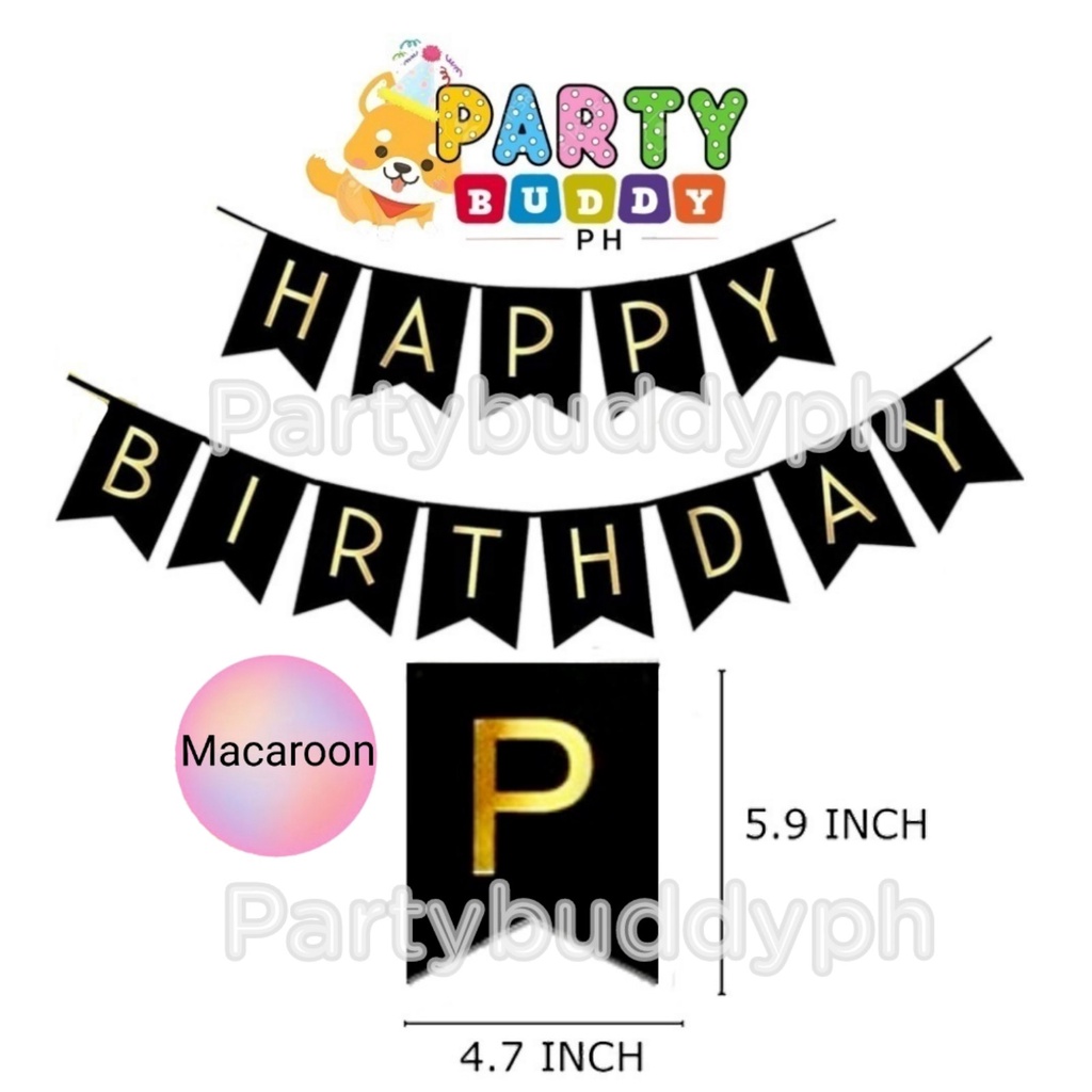 (Sulit Deals) 3meters Happy Birthday Polka Stripe Pastel Glitter Laser