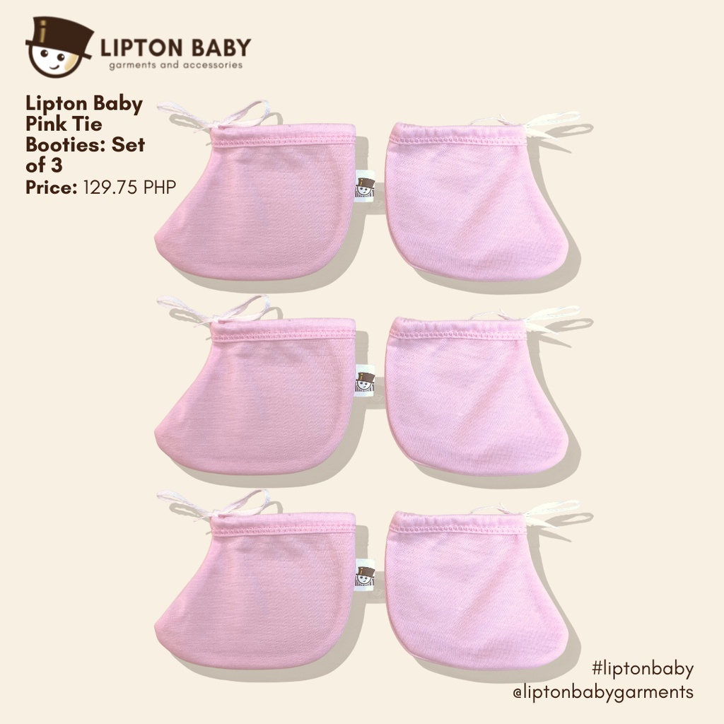 Lipton Baby Pink Tie Booties: Set of 3 | Lazada PH