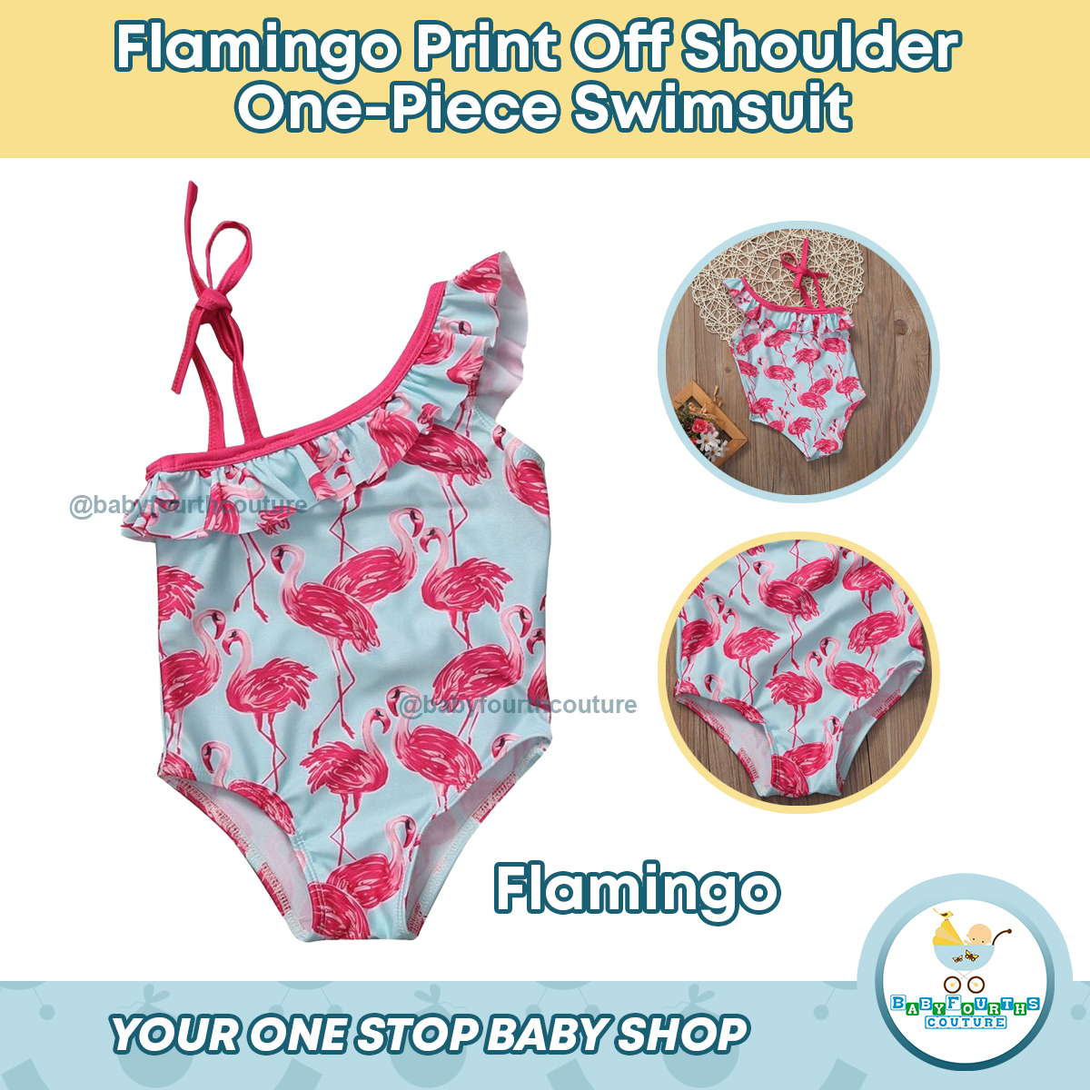 OnePiece Baby Swimsuit Off Shoulder Flamingo Print Lazada PH