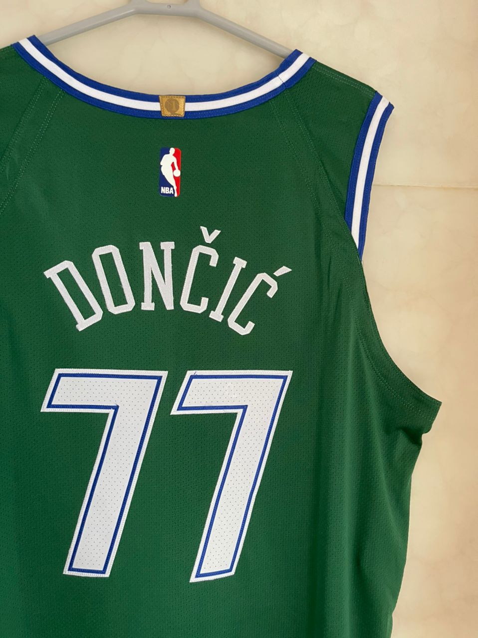 Original NBA Men's AU Blue Green White Dallas Mavericks #77 Luka Doncic  Players Court Authentic Jerseys
