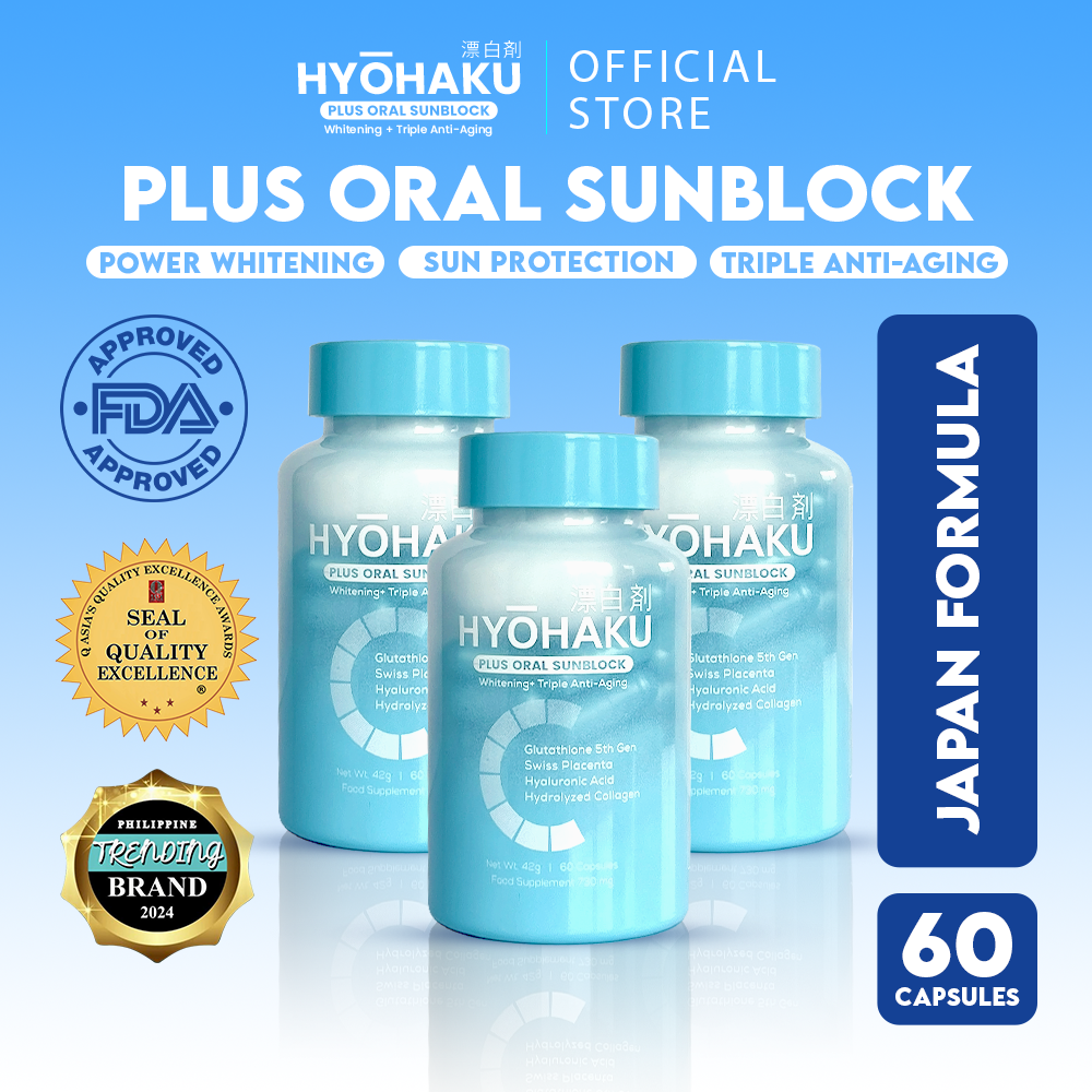 Hyohaku Plus Oral Sunblock Whitening Glutathione 5th Gen Anti-Aging Natural  Sunscreen Capsules - Pack of 3 Triple Anti-Aging Formula Fda Approved  Sunscreen Natural Skin Brightening - Lazada