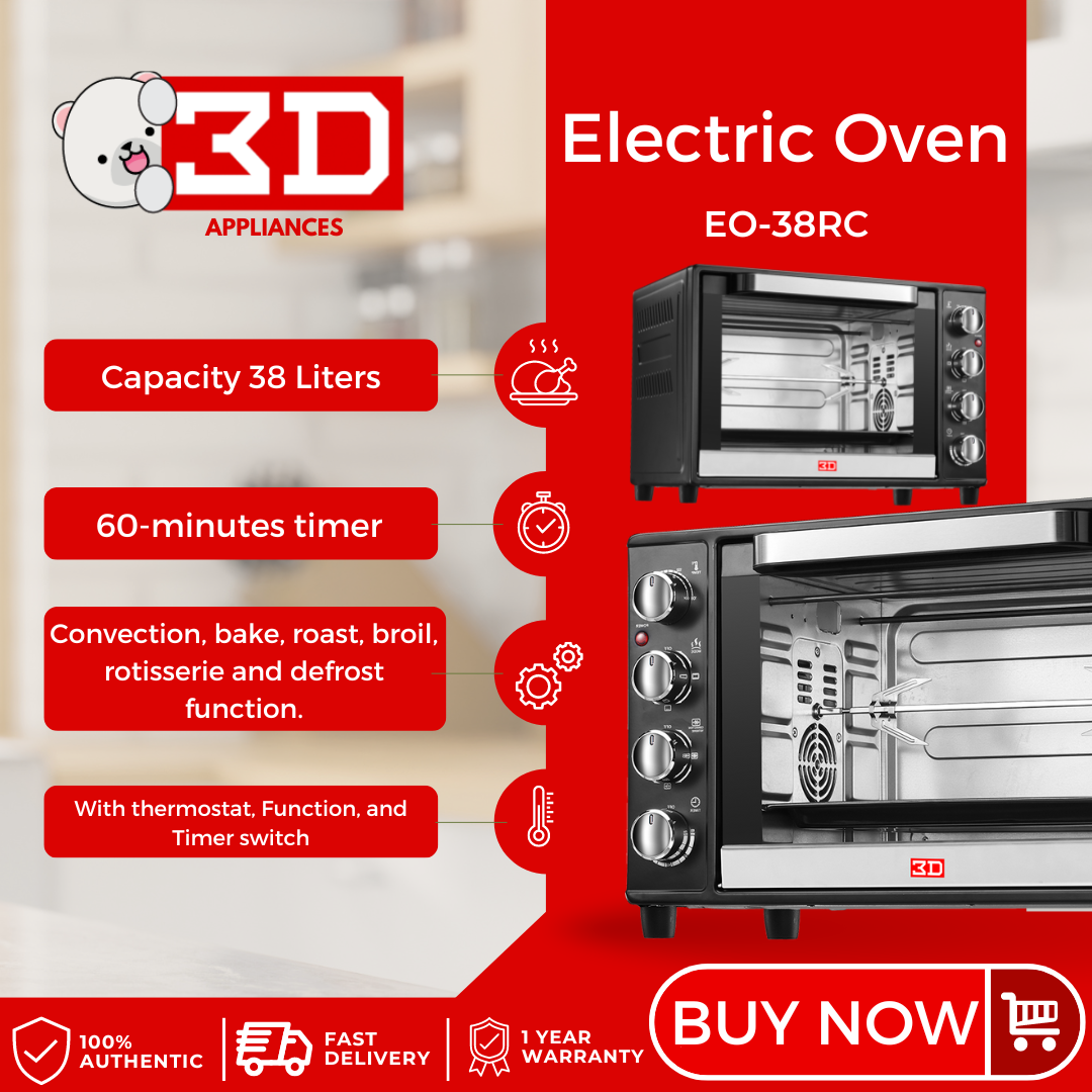 3D EO38RC Multifunctional Electric Oven 38L with Convection, Bake