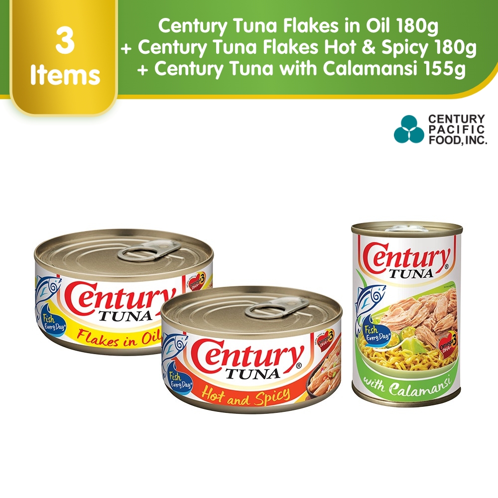 Century Tuna Flakes in Oil 180g + Century Tuna Flakes Hot & Spicy 180g