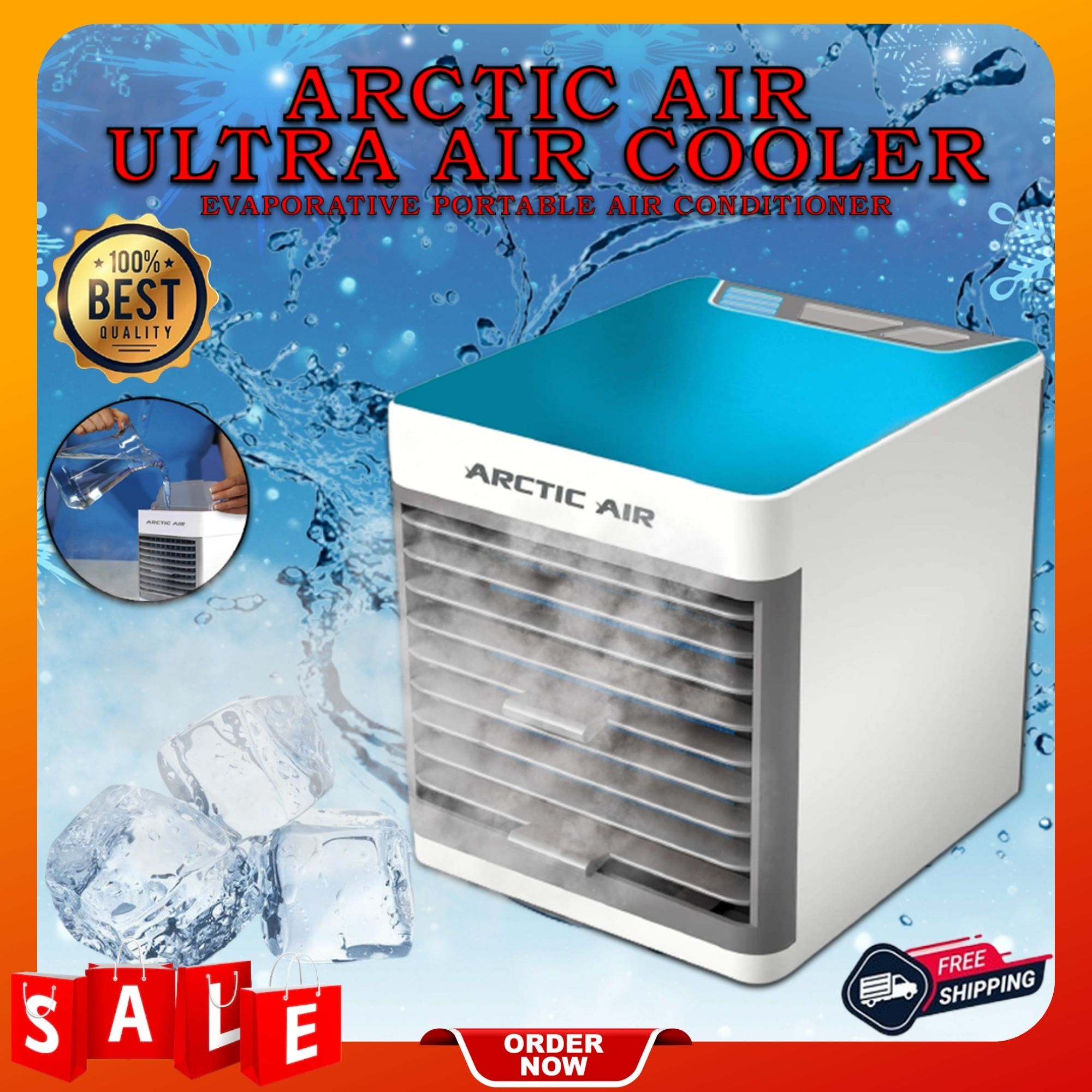 Ontel Arctic Pure Chill Evaporative Ultra Portable Personal Cooler with 3-Speed Air Vent