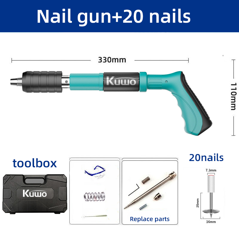 thumbnail interactive-video image 1 of Concrete Nail Gun Kit, 5 Speed Adjustable Manual Steel Nail 1 of 13