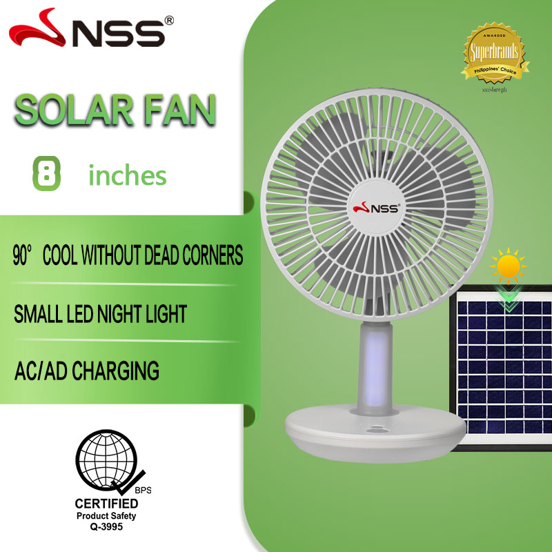 NSS Solar fan with panel Solar Electric Fan Rechargeable fan 12" with