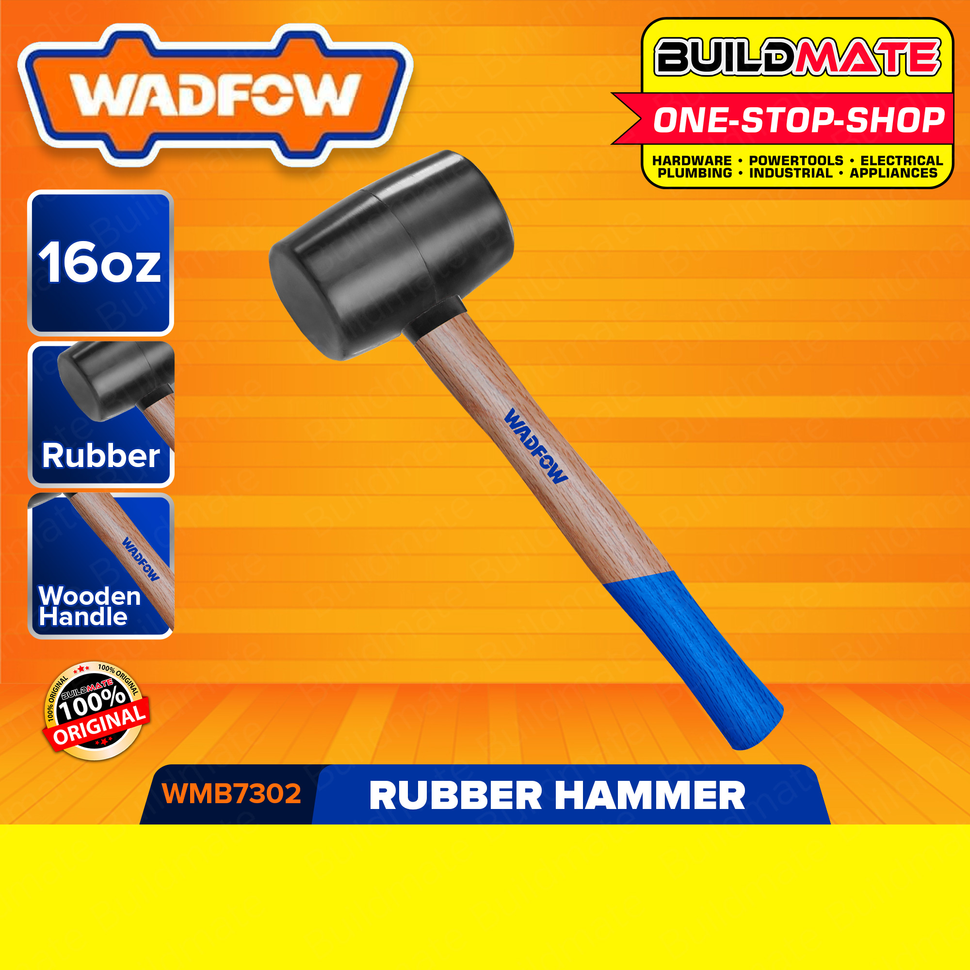 BUILDMATE Wadfow Rubber Mallet Hammer 8oz 16oz Hardwood Handle Maso