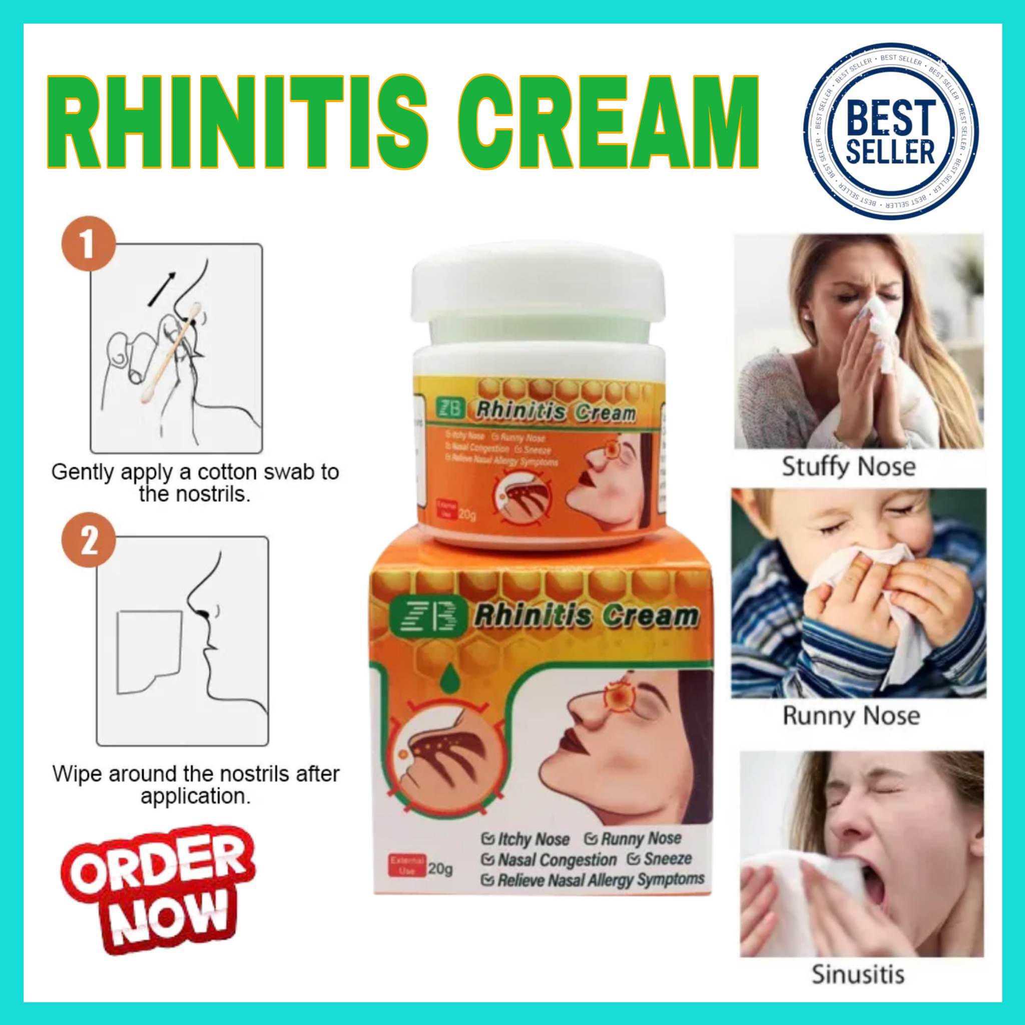 RHINITIS CREAM 20g for Itchy Nose, Runny Nose, Nasal Congestion, Sneeze