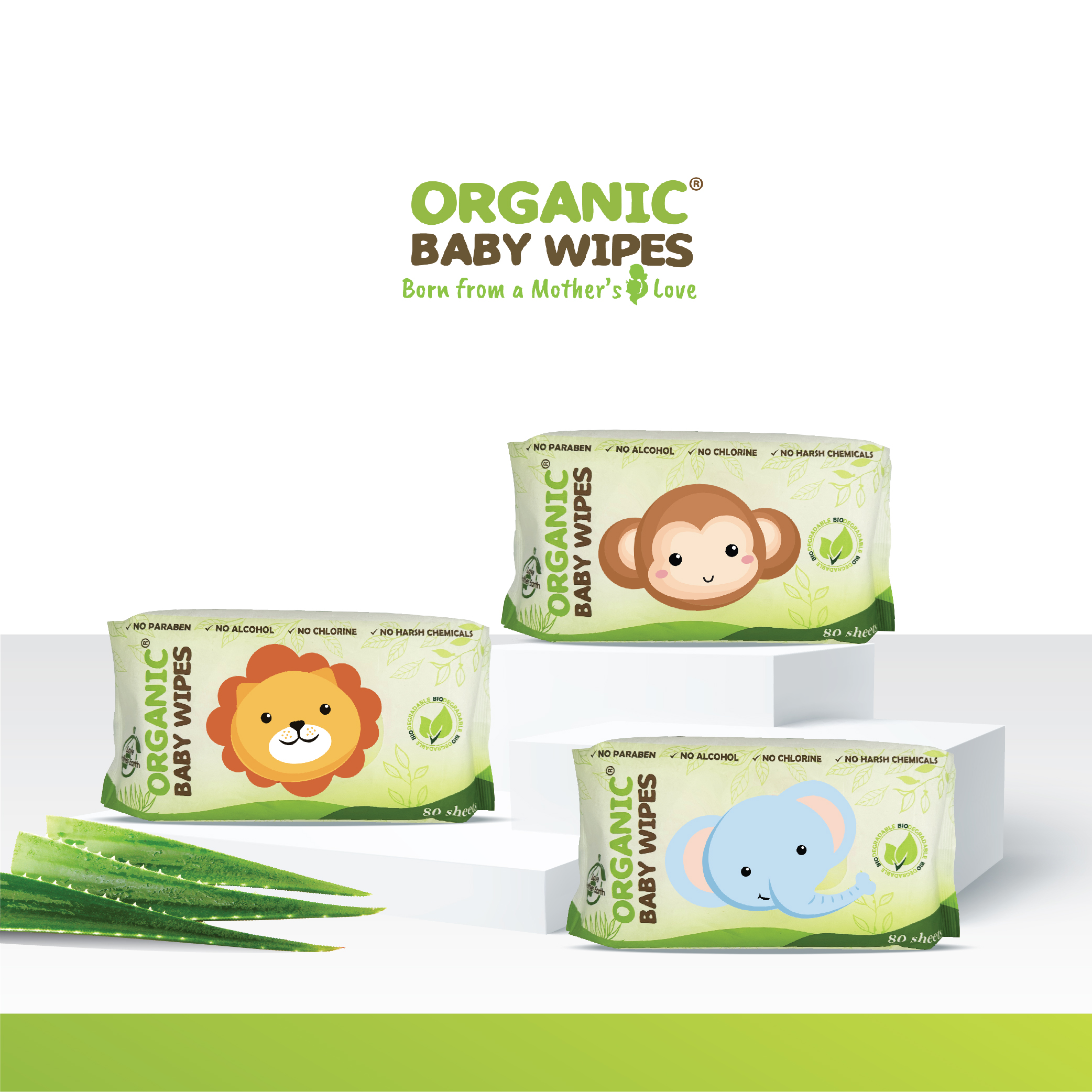 Organic Baby Wipes 80's Nature Pack of