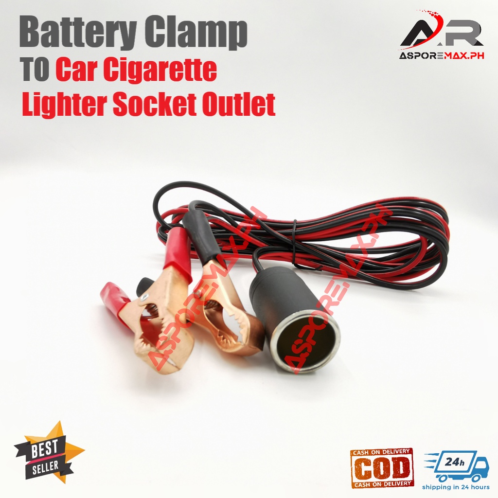 12V Battery Clamp To Car Cigarette Lighter Female Socket Outlet