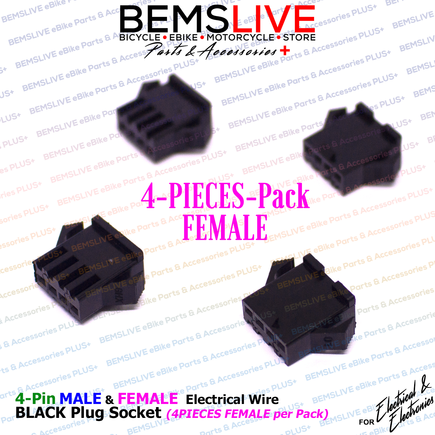 4-Pin 4pcs FEMALE BLACK Electrical Wire Socket | Lazada PH