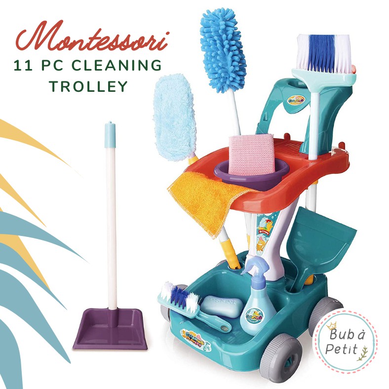 Cleaning Cart Trolley Pretend Play Set For Kids main image 1