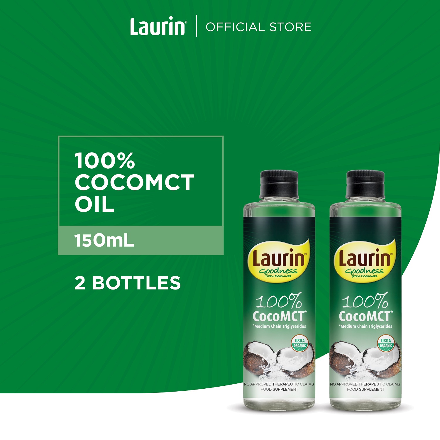 Laurin 100% Coco MCT Oil from Coconut Oil 150mL (2 bottles) Lazada PH