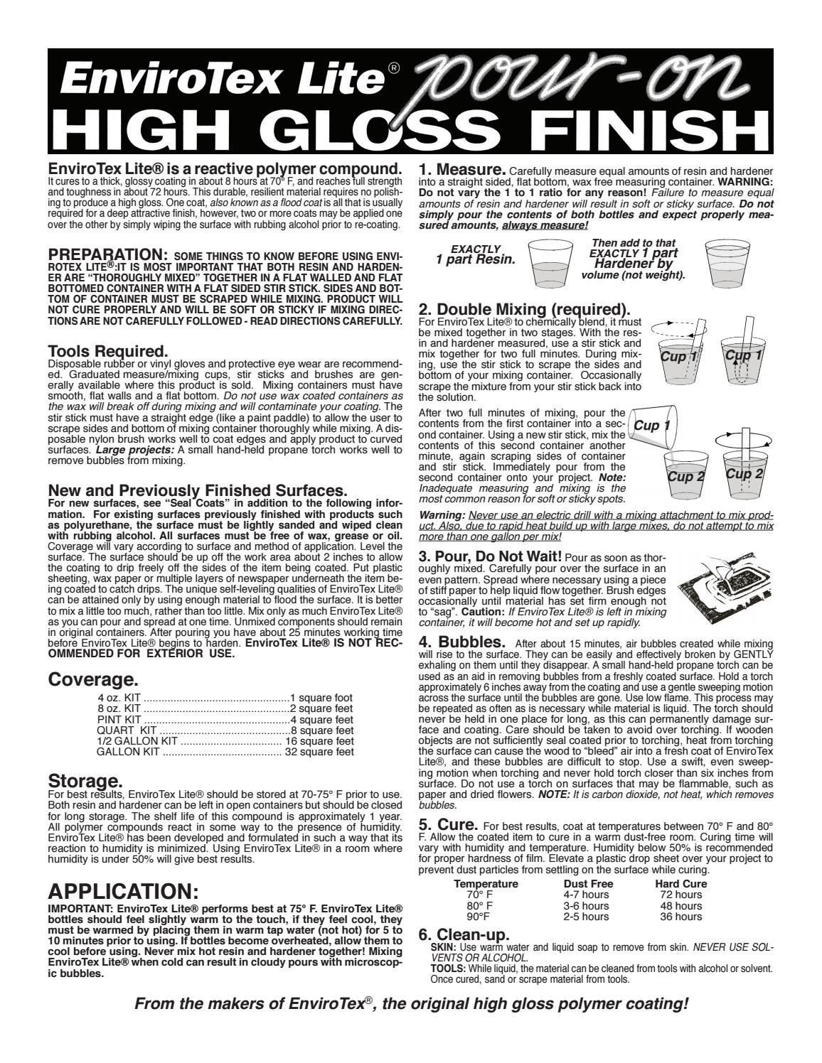 Envirotex Lite Pour-On High-Gloss Finish, 1 Gallon