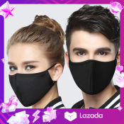 PLsport Dust-proof and breathable men and women winter anti-fog, dust and warmth, pure cotton pm2.5 mask, black