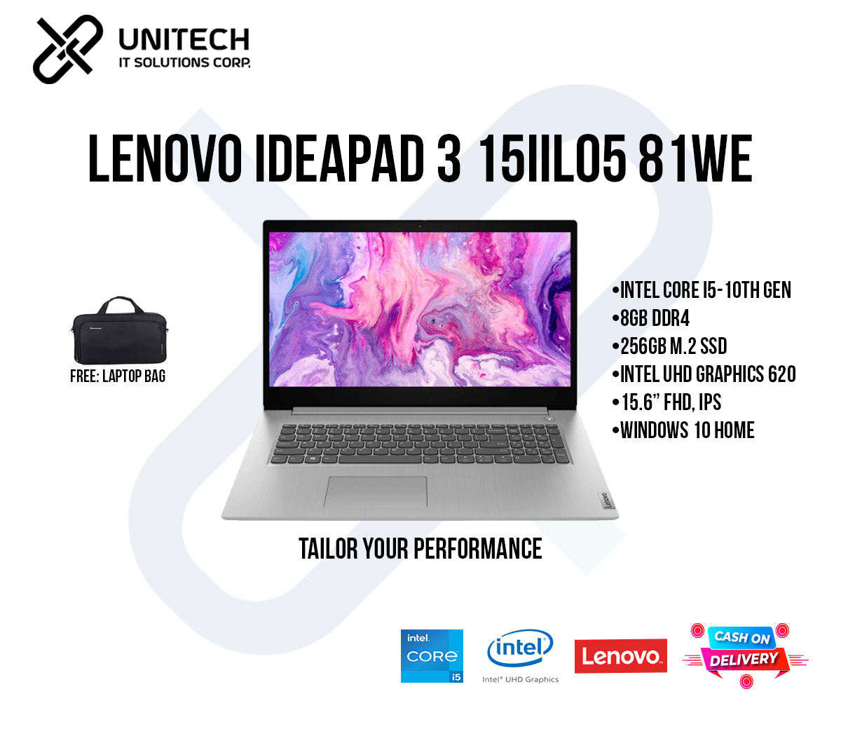 LENOVO IDEAPAD 3 (15IIL05 81WE) (BRAND NEW) Intel Core i5-10TH GEN/ 8GB ...