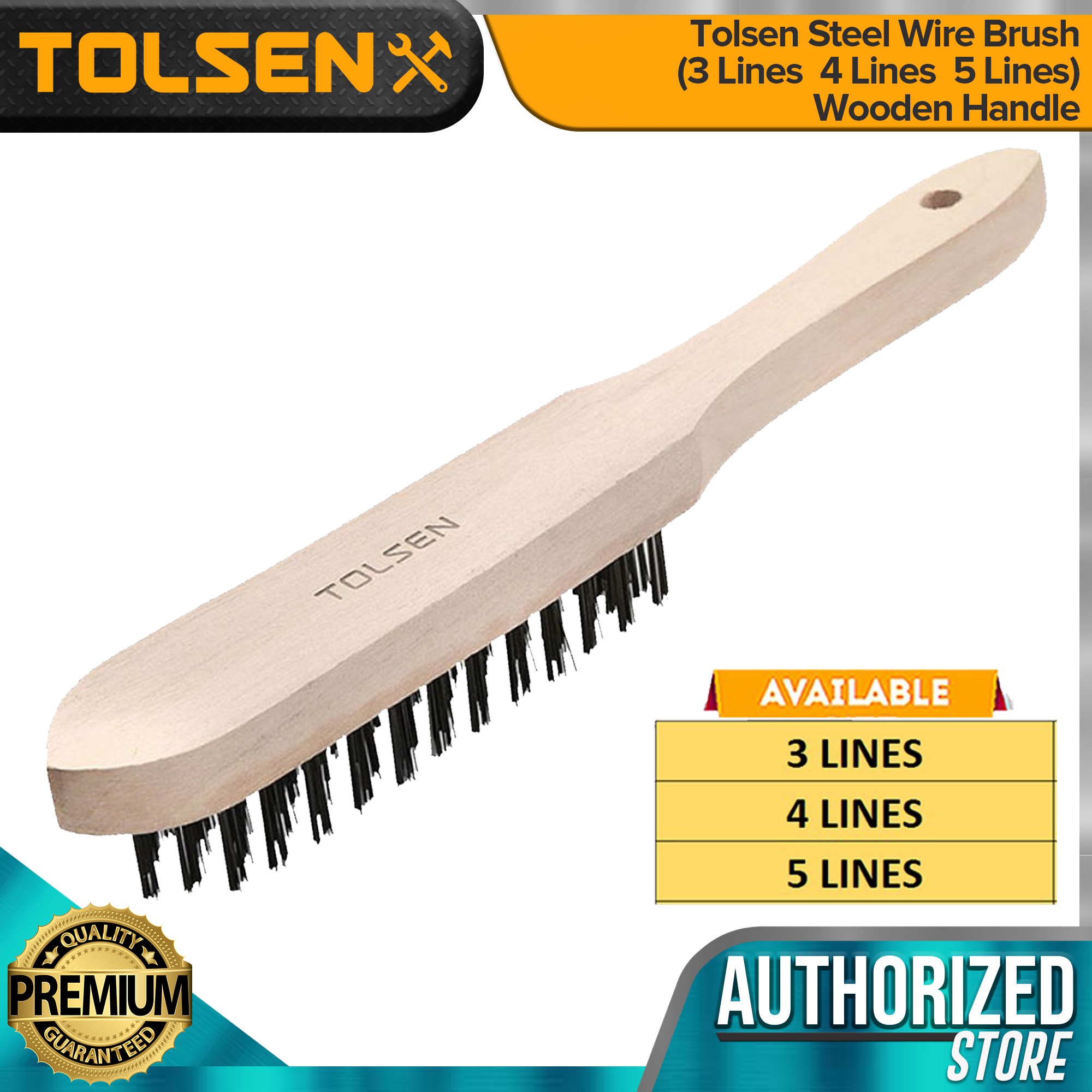 Tolsen Steel Wire Brush (3 Lines 4 Lines 5 Lines) Wooden Handle Lazada PH