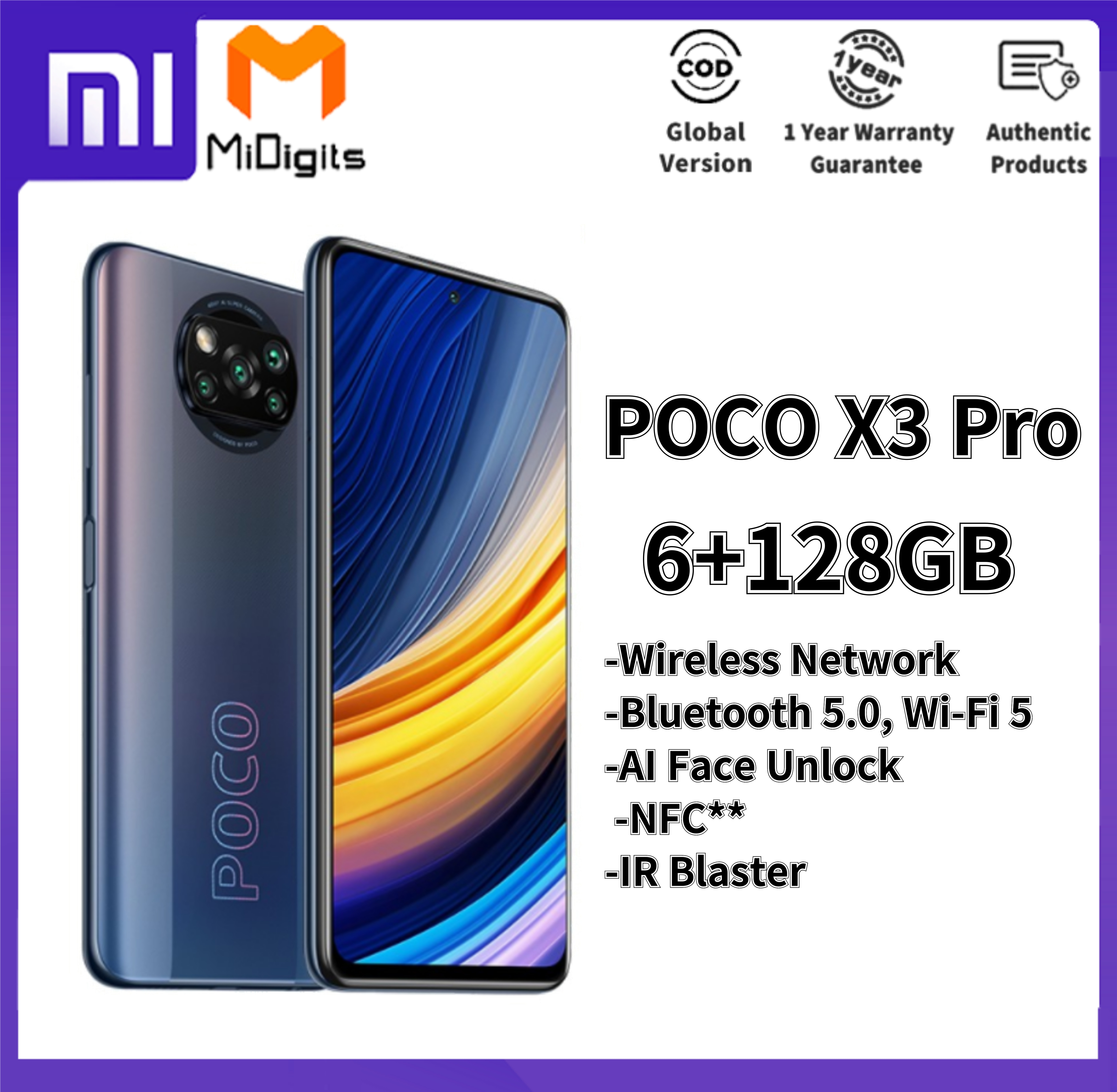 【midigits】 Poco X3 Pro 6gb128gb Global Version Legit Xiaomi Smart Phone Qualcomm® Snapdragon 5836