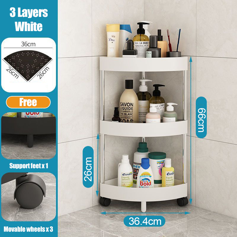 Kitchen Corner rack With Wheel trolley cart Bathroom Corner Cart rack