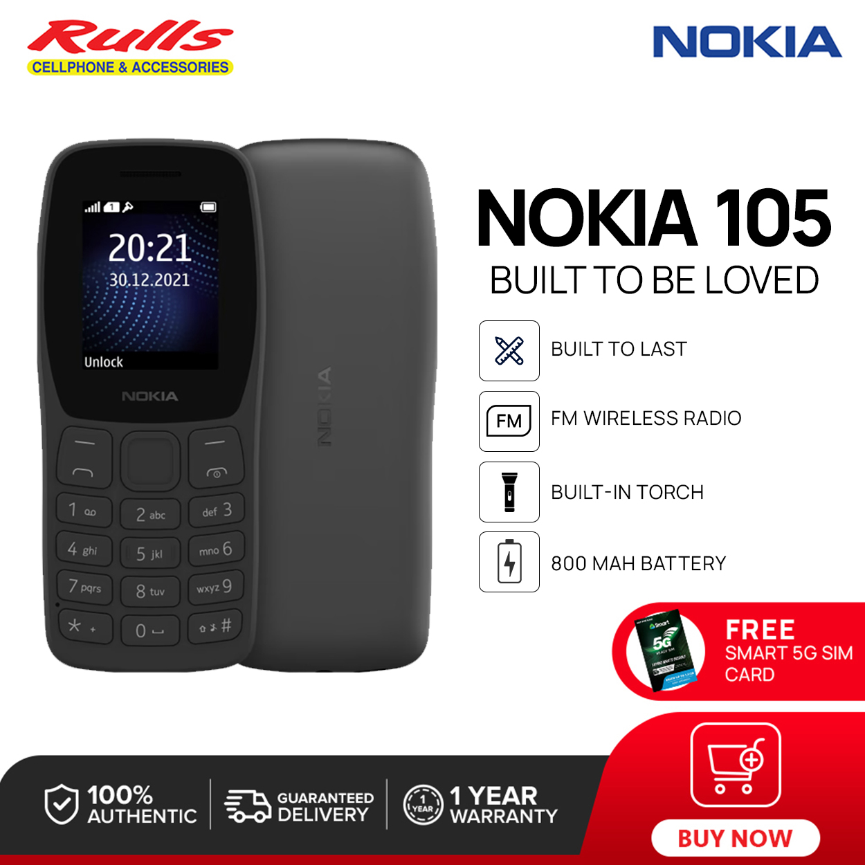 Nokia 105 Basic Mobile Phone | 1.77” QQVGA | 4MB RAM | 800 mAh ...