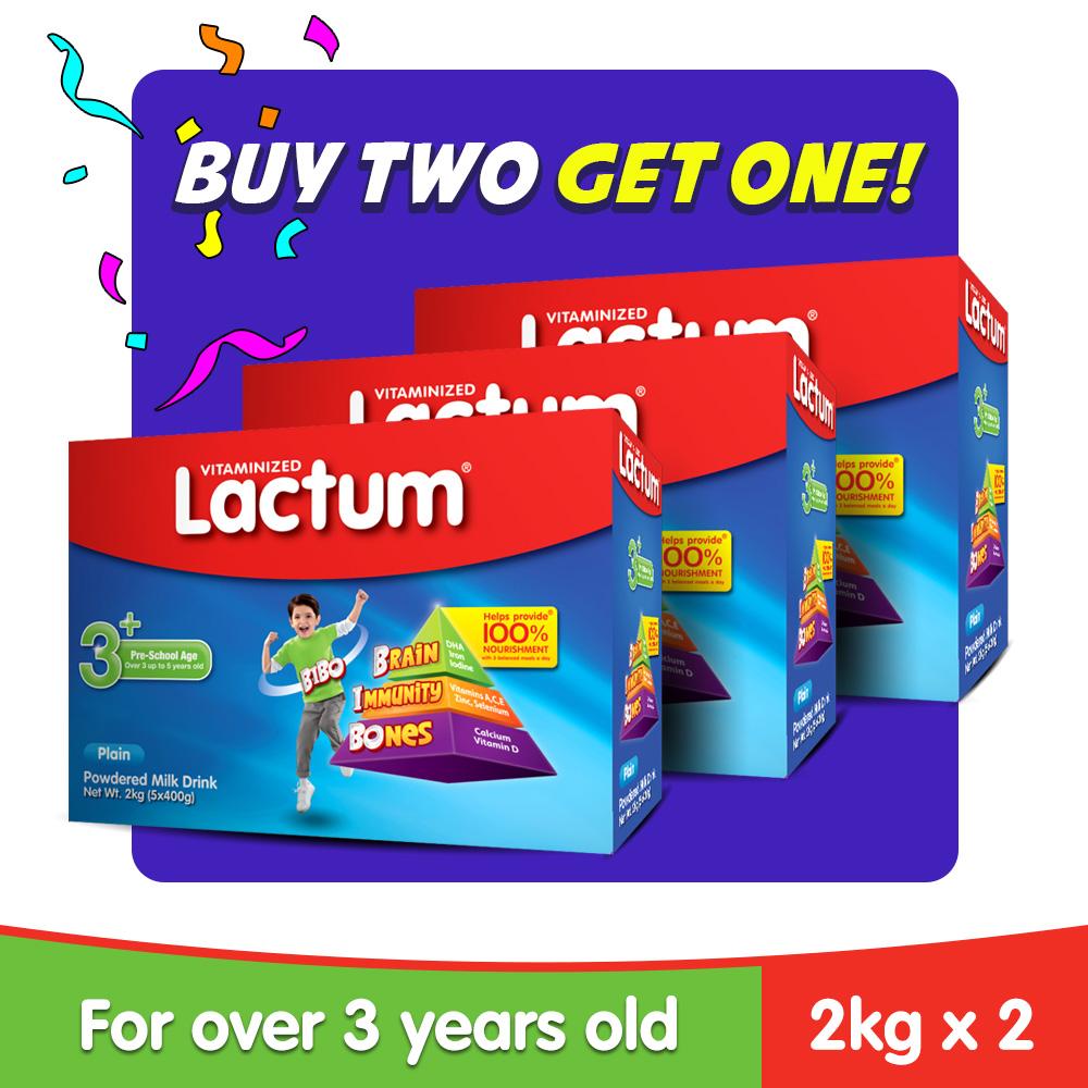 2 Packs Of Lactum 3+ Plain Powdered Milk Drink with 1 Free Additional Pack Of Lactum 3+ 