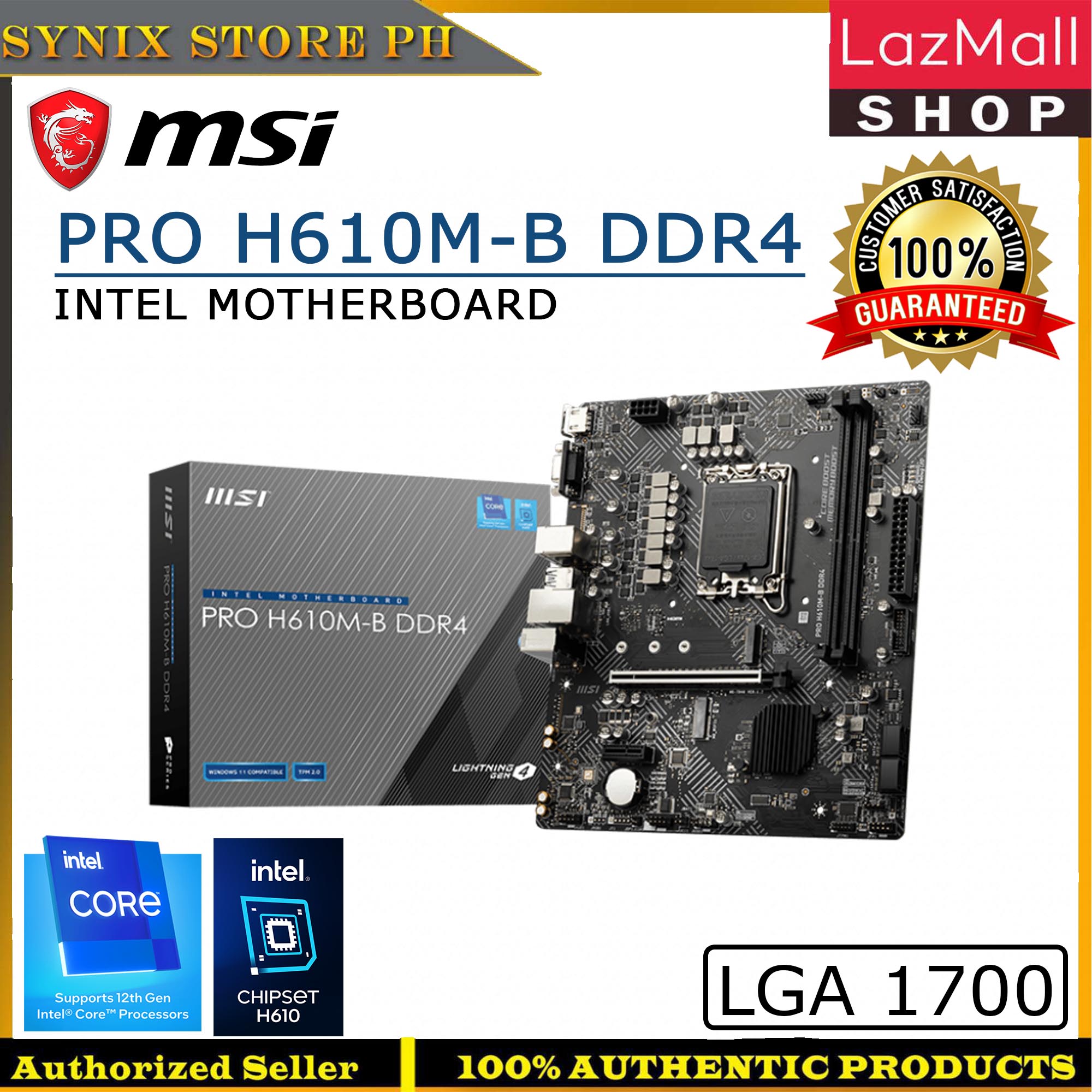 MSI PRO H610M-E DDR4 Motherboard, Micro-ATX - Supports Intel 12th Gen Core Processors Lga 1700 X Dimms 3200mhz 1x Pcie 4 0 X16 Slot 1 X M 2 Gen3 Usb 3 2 Gen1 1g Lan - 10