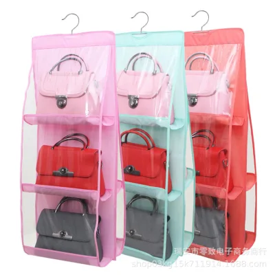 Handbag Bag Storage Holder 6 Pockets Hanging Shelf Hanger Purse Rack Organizer