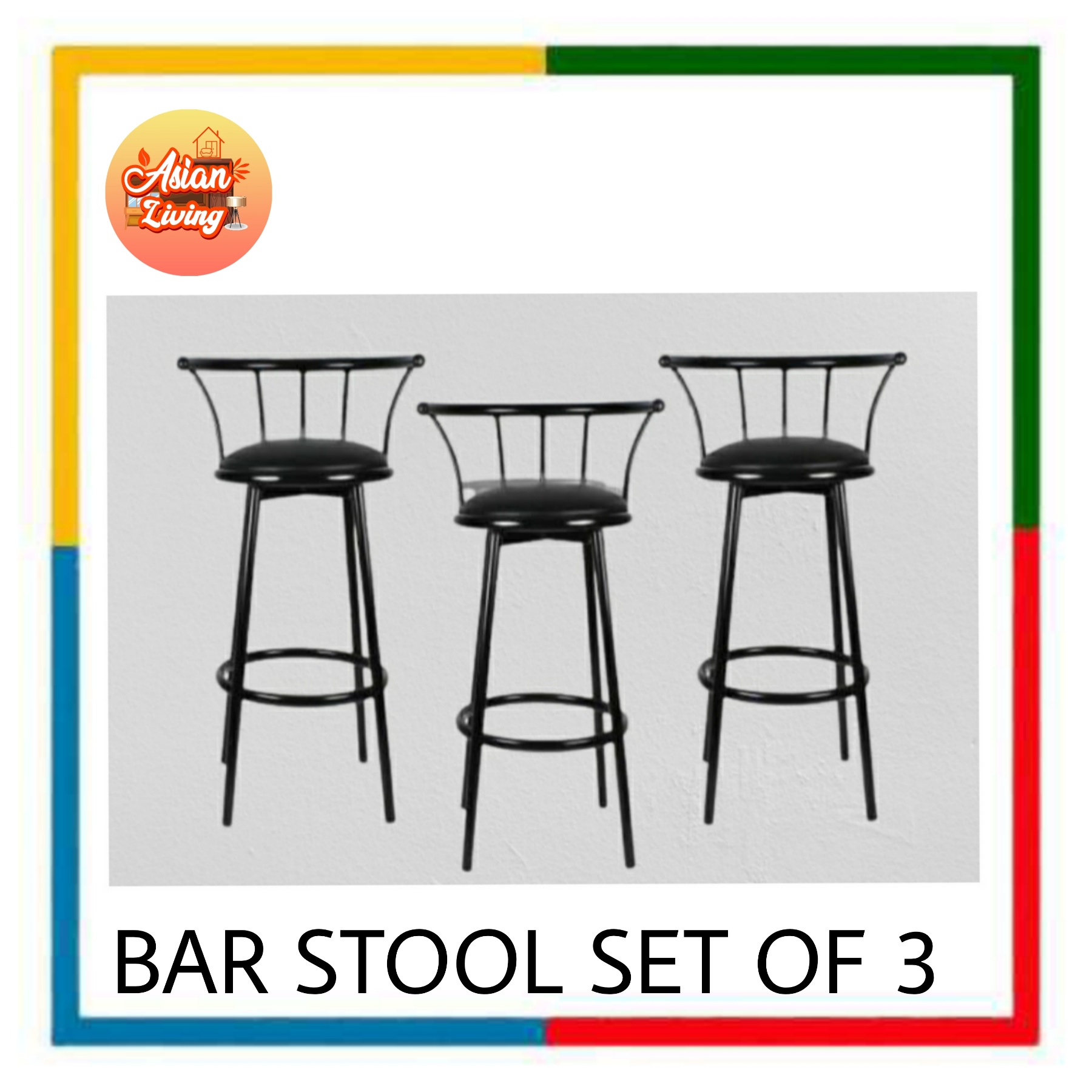 KZ4U BAR STOOL BLACK ( SET OF 3PCS ) Lazada PH