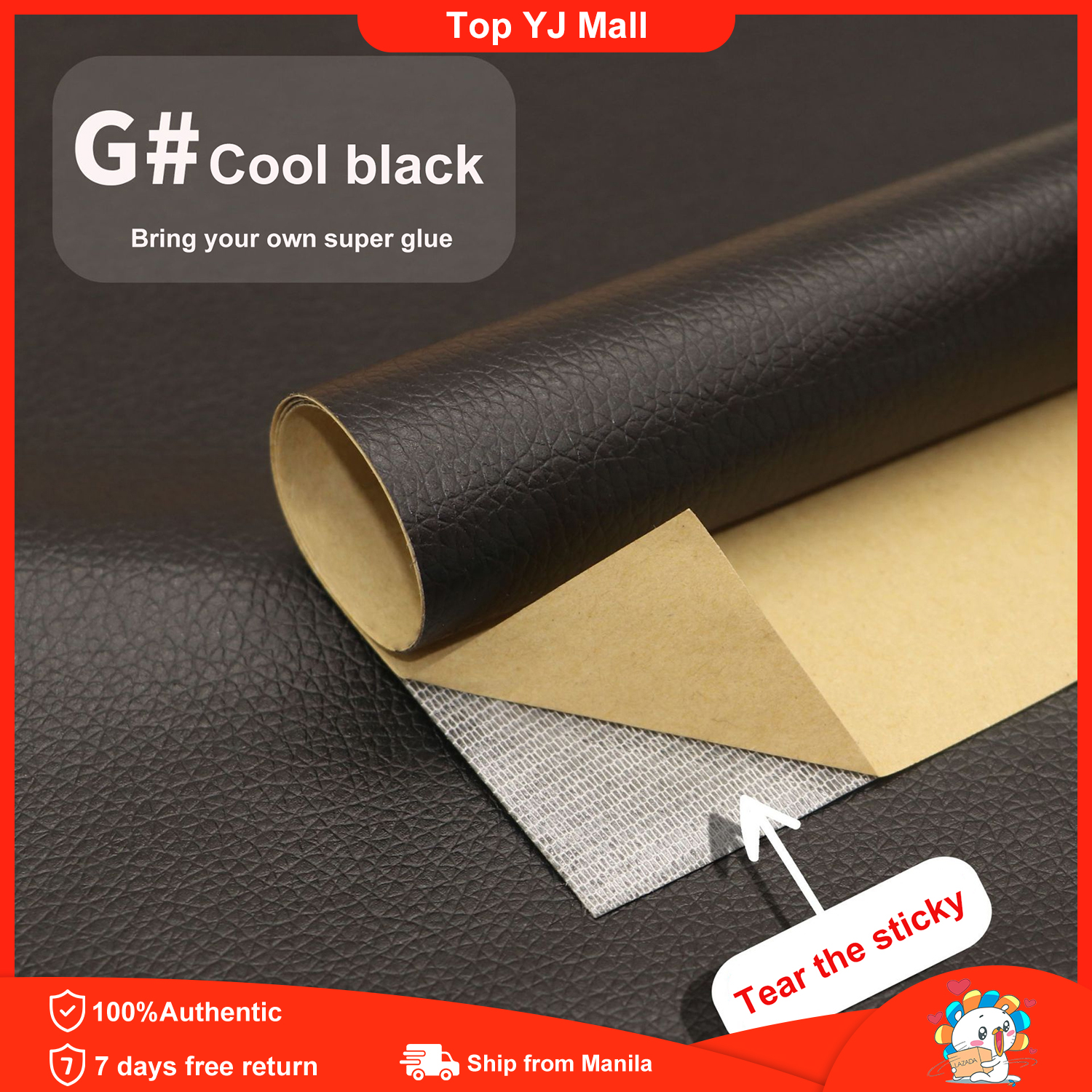 Top YJ Mall 50cm x 137cm Self Adhesive Leather Patch Stickers No Ironing Sofa Repair PU Fabric