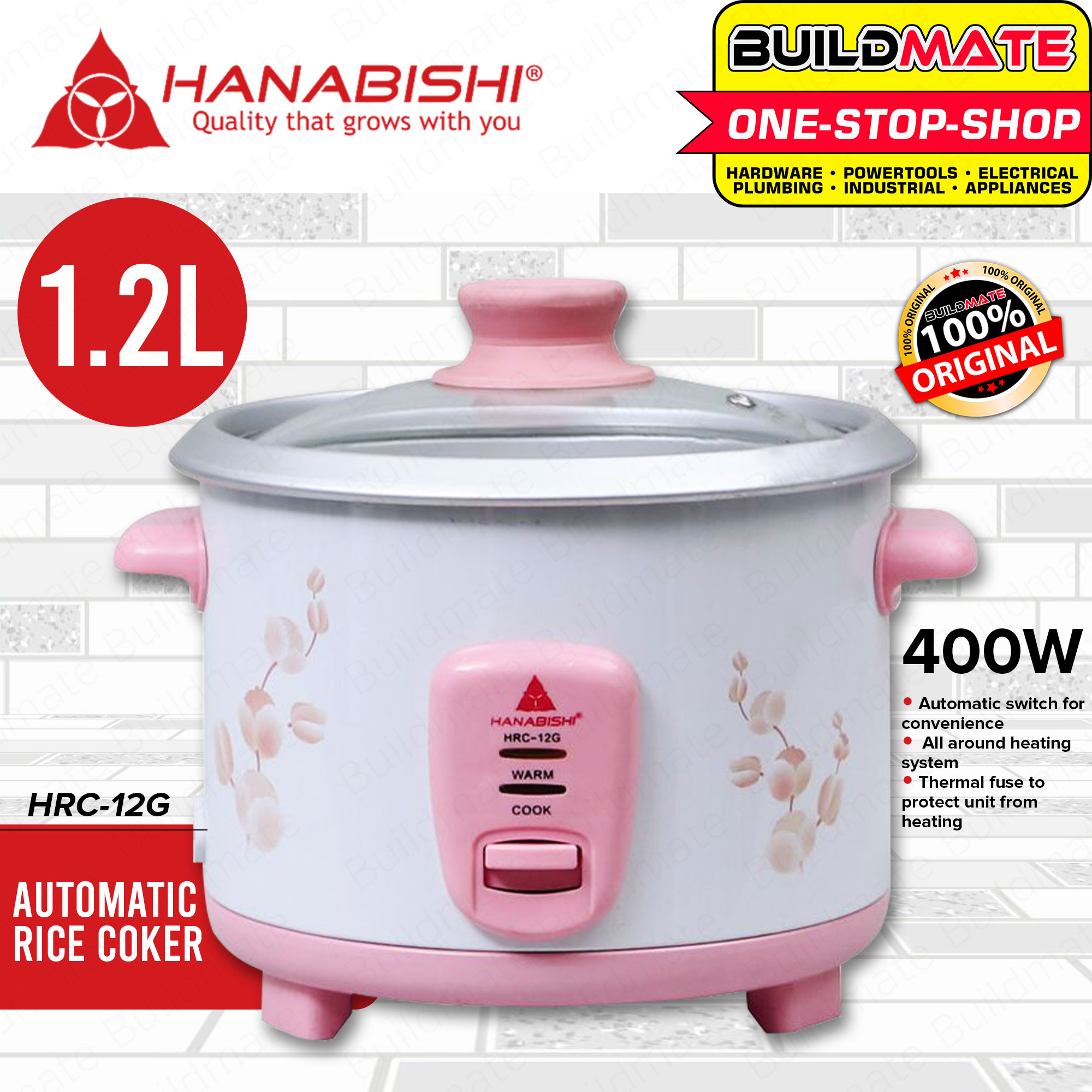 HANABISHI JAPAN Rice Cooker 6 Cups 1.2L HRC12G BUILDMATE Lazada PH