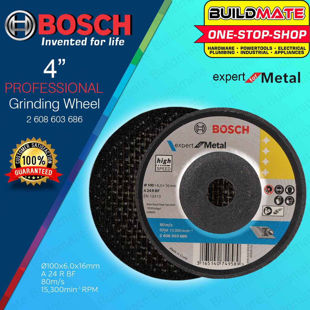 BOSCH Grinding Wheel Expert For Metal 4" Inch Grinding Disc Wheel For