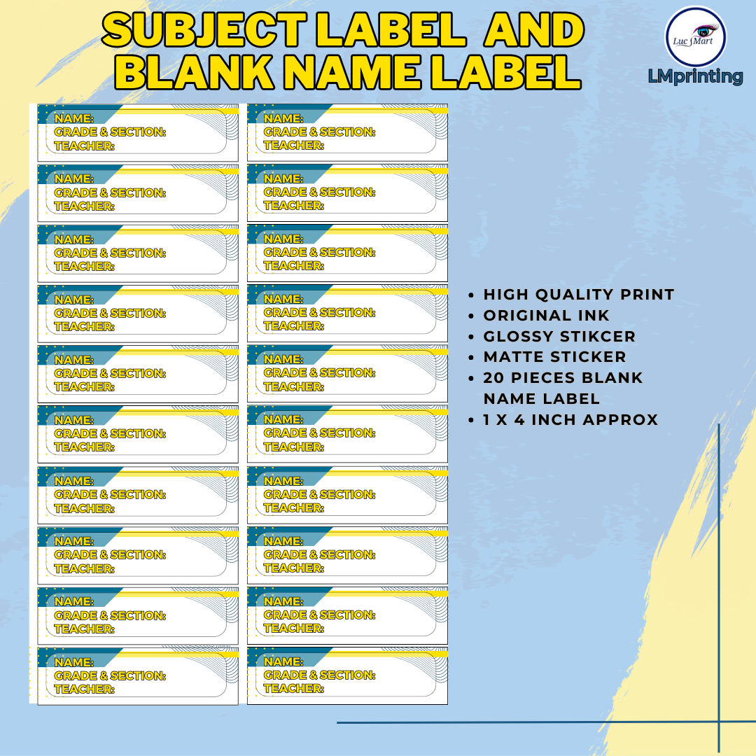 LUCSMART fast shipping - SIMPLE YELLOW BLUE THEMED STICKER LABEL AND ...