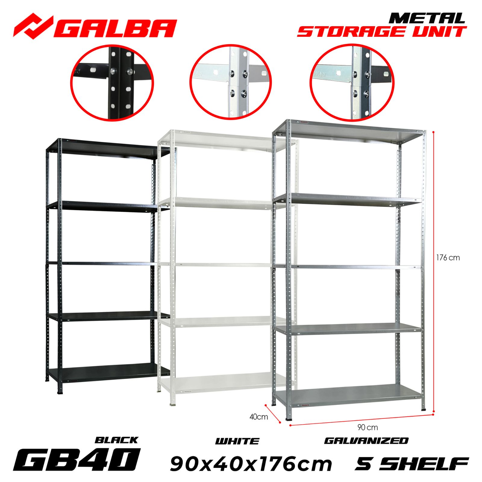 ALL-METAL Storage Shelving Adjustable 3 Layer Galvanized Steel Rack ...