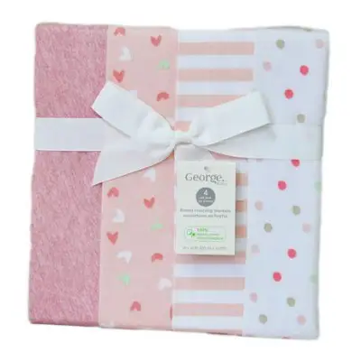 Girl- 4 in 1 Pack Flannel Baby Swaddle Blanket Newborn Soft Throw Bed sheet (Depending on a available color design)