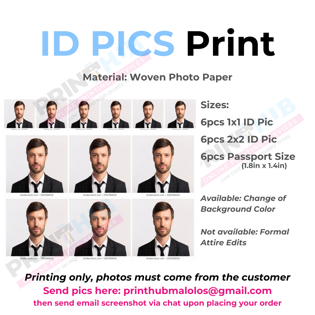 ID PICS PRINTING 1x1, 2x2, Passport Size Lazada PH
