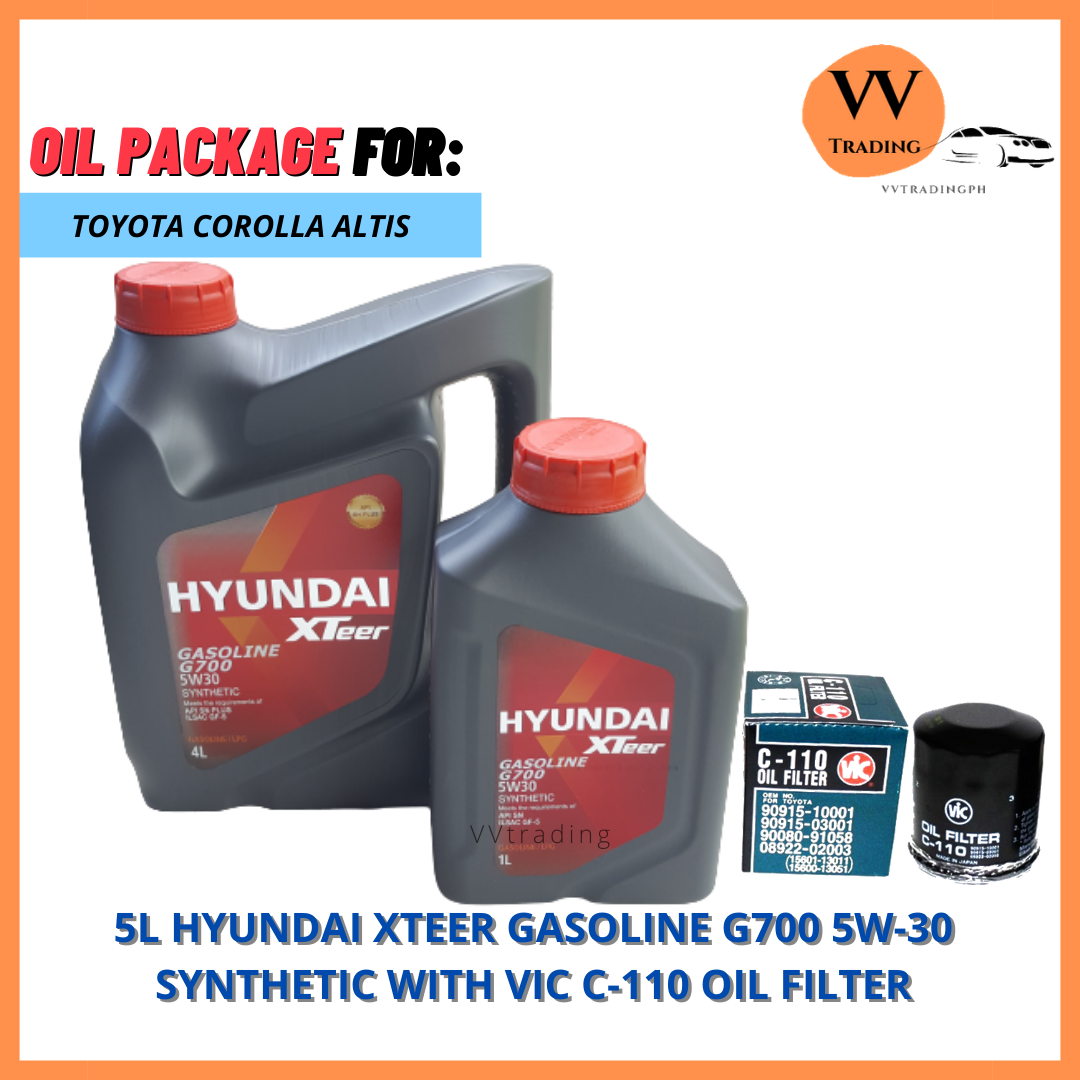 [OIL PACKAGE] 5L Hyundai XTeer Gasoline G700 5W30 PLUS OIL FILTER VIC