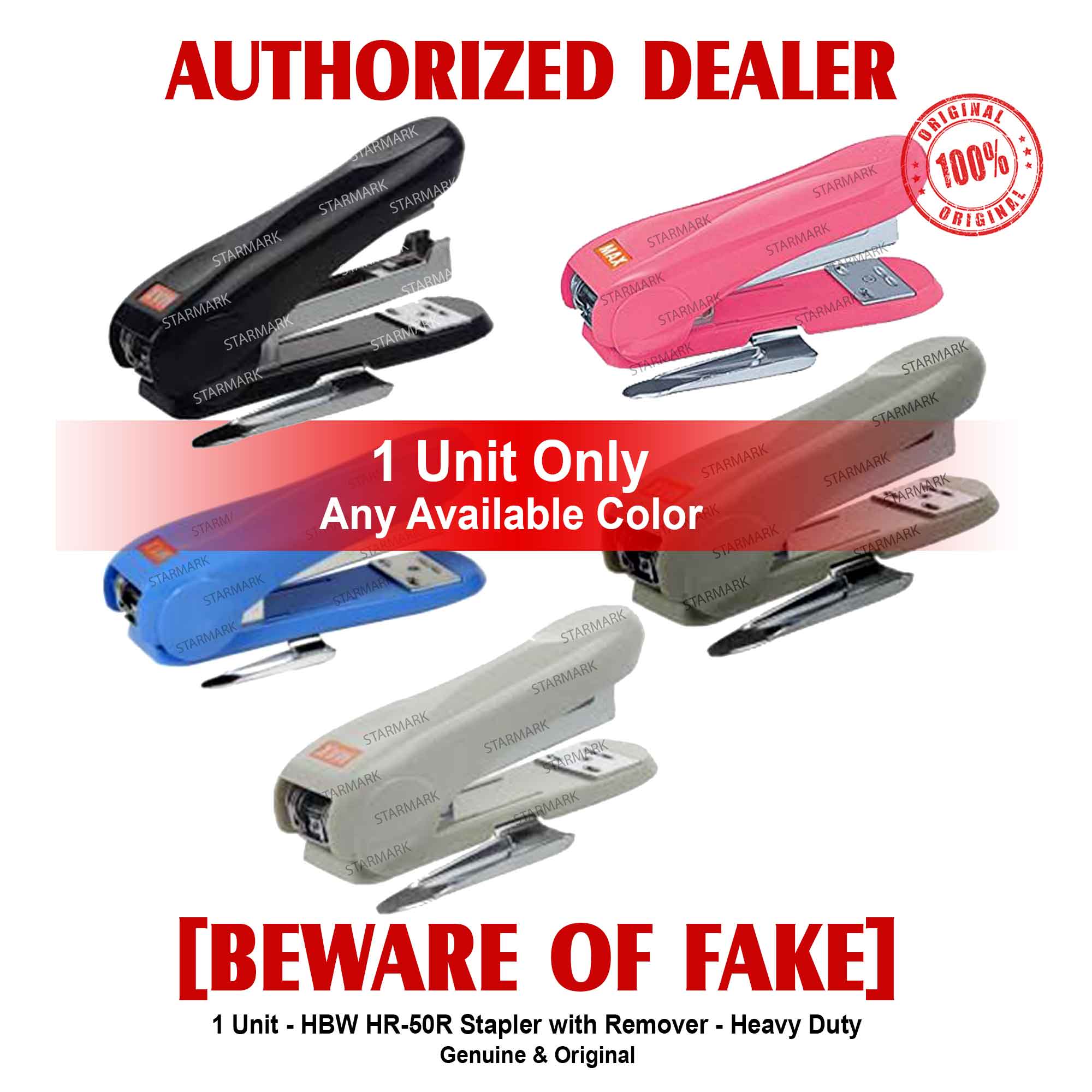 Heavy Duty Max Stapler RANDOM COLOR with staple wire remover HD50R HD