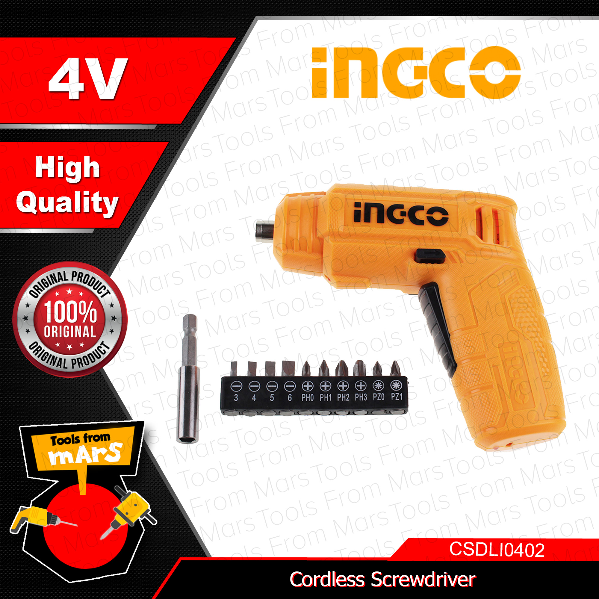 INGCO Cordless Screwdriver Set 4V Lithium Ion Battery CSDLI0402 •TOOLS FROM MARS• ICPT Lazada PH