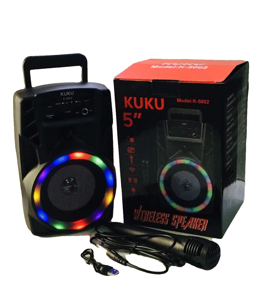 KUKU K5002 Portable Wireless Bluetooth Speaker 5 Inches with Colorful