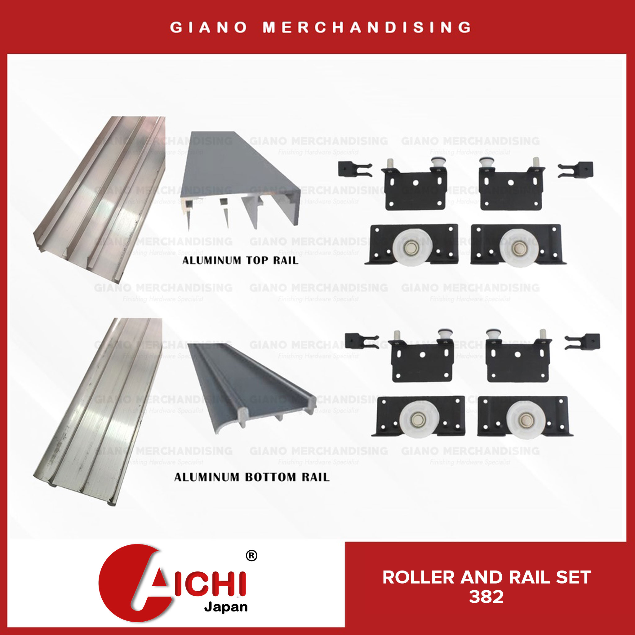 Top and Bottom Aluminum 382 Rail3meters with 382 Roller Lazada PH