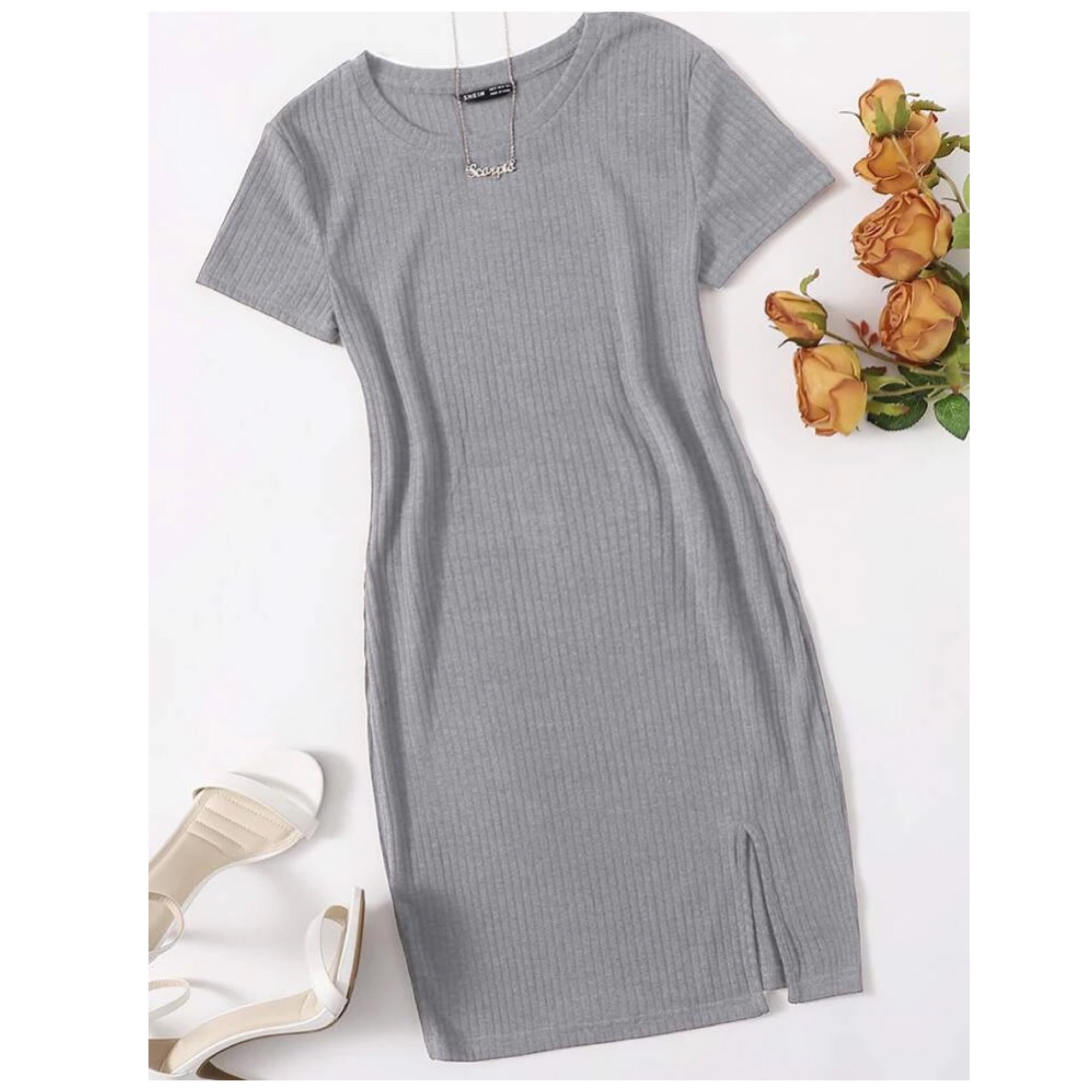Rib-Knit Split Hem Dress | Lazada PH