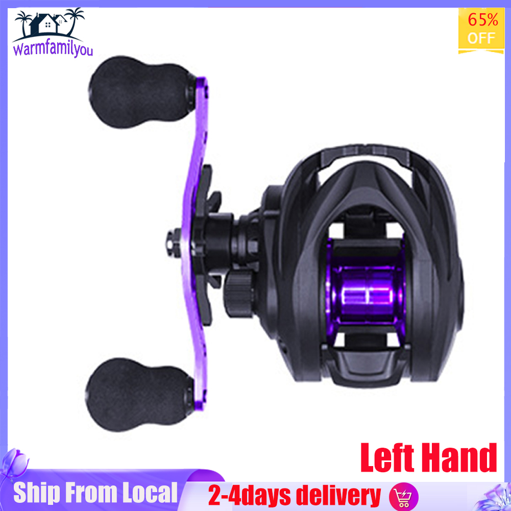 Metal Spool Baitcasting Reel 8kg Drag 6.3/1 Saltwater Wheel (Purple Left) 