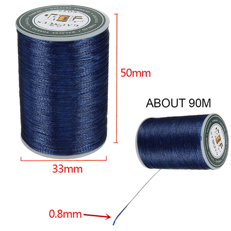 U2y7 1Roll Stiching Cord 0.8mm 90m Polyester Cord Sewing Craft Flat Waxed Thread 150D Leather