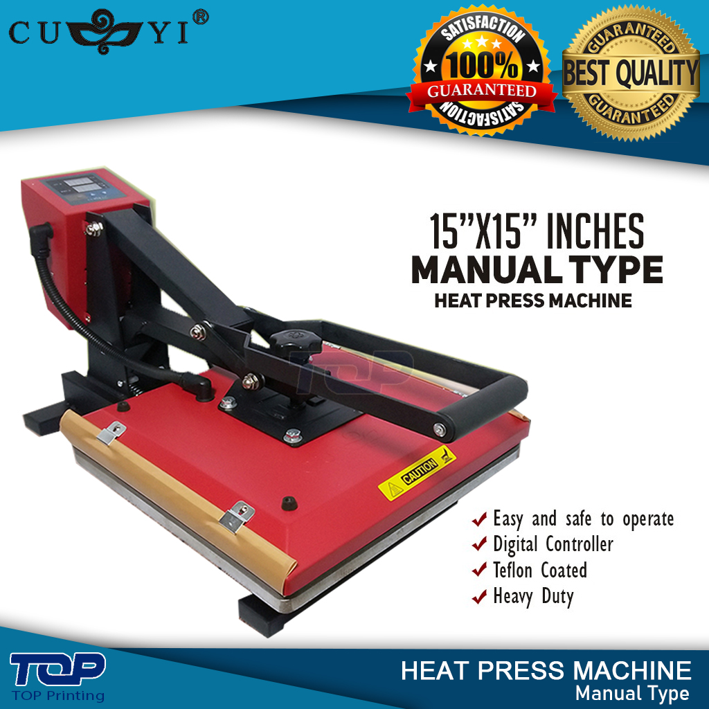 CUYI Heat Press Machine A4 15x15 Inches Heavy Duty Red Heatpress