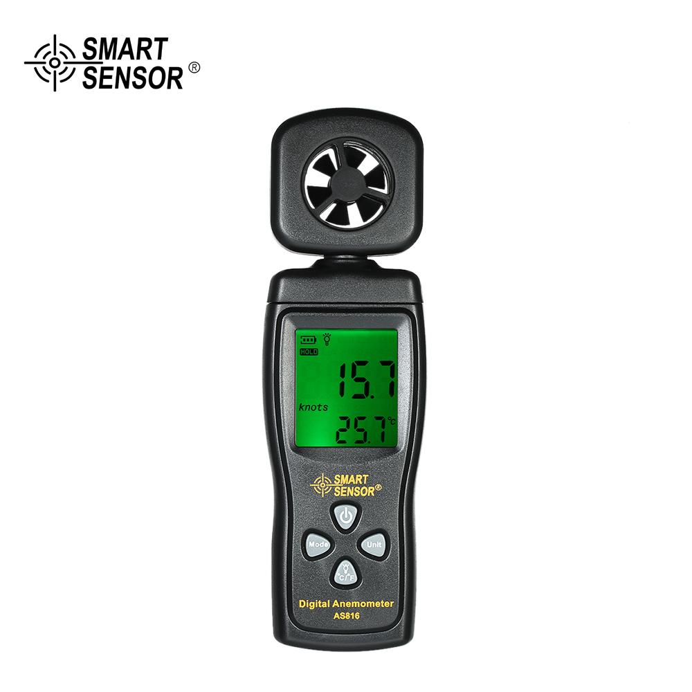Cảm Biến Thông Minh Mini Máy Đo Gió LCD Kỹ Thuật Số Tốc Độ Gió Meter Vận Tốc Không Khí Đo Nhiệt Độ Với Đèn Nền