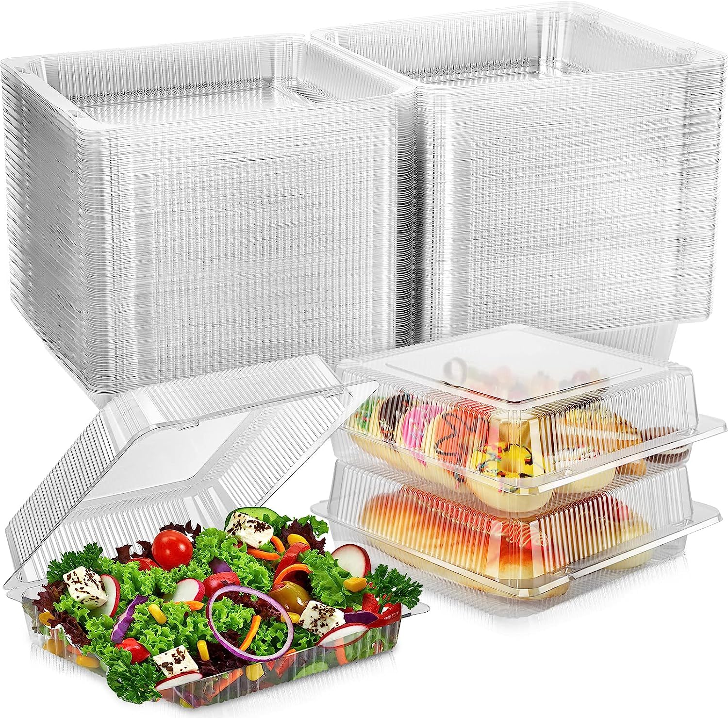 Bakery Take Out Containers,, Dessert Containers, Disposable Plastic  Clamshell Food Containers, Clear Hinged Food Container - Temu
