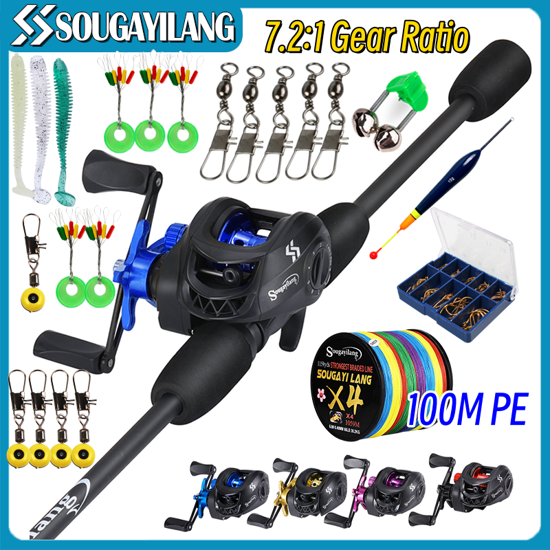 Sougayilang Fishing Rod and Reel Set 2 Sections 1.8M Casting Fishing Rod  and New 4 Colors Baitcasting Fishing Reel for Saltwater Full Combo